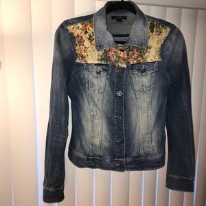 Distressed Floral Denim Jacket